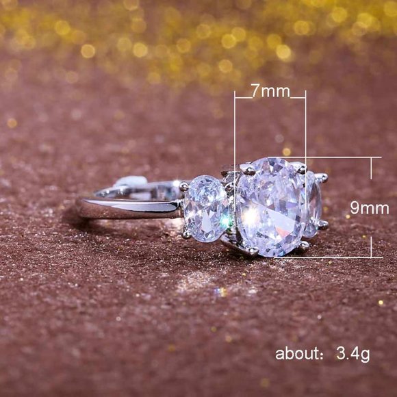 💍 Noble Oval Flower Dainty Royal Beautiful Zircon Silver Ring for Women, VIP435 - Picture 5 of 6